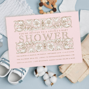 Antiek Floral Ornamenten Blush Vrijgezellenfeest Kaart