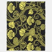 Antiek Floral Pattern Black and Yellow Fleece Deken (Voorkant)