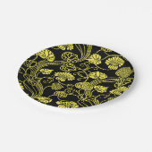 Antiek Floral Pattern Black and Yellow Papieren Bordje (Gekanteld)