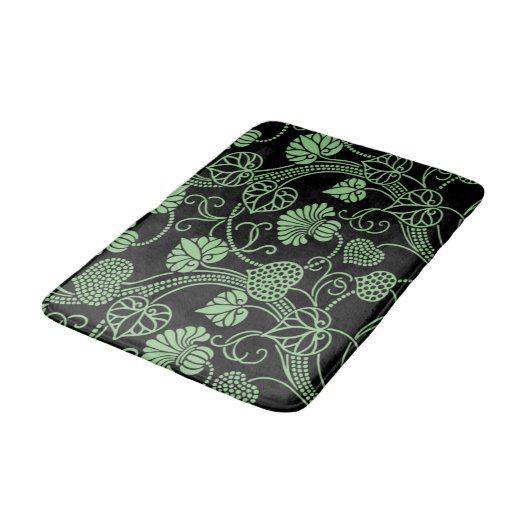 Antiek Floral Pattern Black en Green Badmat (Gekanteld)