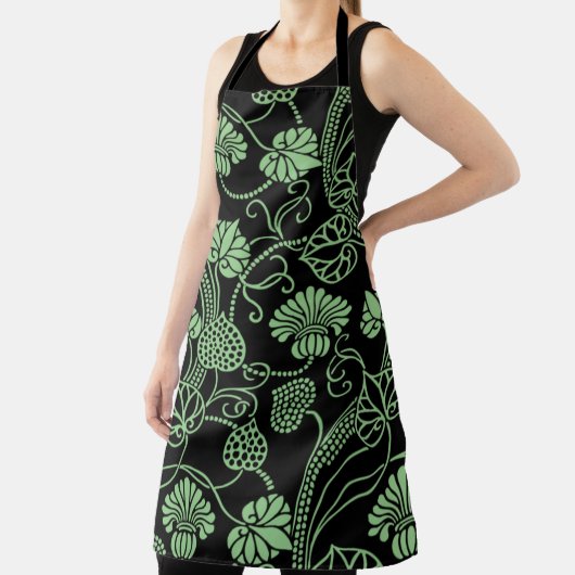 Antiek Floral Pattern Black en Green Schort (Insitu)