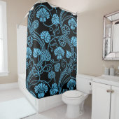 Antiek Floral Pattern Black op Blue Douchegordijn (In situ)