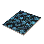 Antiek Floral Pattern Black op Blue Tegeltje (Zijkant)