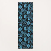 Antiek Floral Pattern Black op Blue Yogamat (Voorkant)