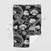Antiek Floral Pattern Black op White Golfhanddoek (Insitu)