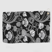 Antiek Floral Pattern Black op White Golfhanddoek (Horizontaal)