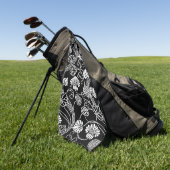 Antiek Floral Pattern Black op White Golfhanddoek (Groen)