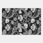 Antiek Floral Pattern Black op White Inpakpapier Vel (Voorkant 3)