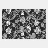 Antiek Floral Pattern Black op White Inpakpapier Vel (Voorkant)