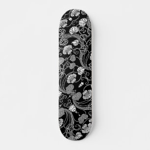 Antiek Floral Pattern Black op White Persoonlijk Skateboard