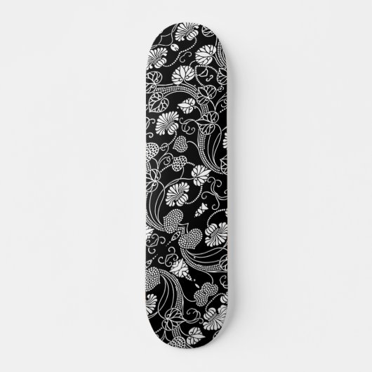 Antiek Floral Pattern Black op White Persoonlijk Skateboard (Voorkant)