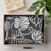 Antiek Floral Pattern Black op White Tissuepapier (Geschenk)