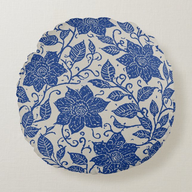 Antiek Floral Pattern Rond Kussen (Voorkant)