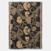 Antiek Floral Pattern Sinaasappel op Black Deken (Voorkant Verticaal)