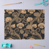 Antiek Floral Pattern Sinaasappel op Black Tissuepapier (Craft)