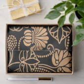 Antiek Floral Pattern Sinaasappel op Black Tissuepapier (Geschenk)