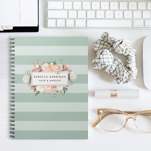 Antiek "Floral Sage Stripe" Notitieboek