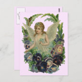  Antiek Floral Soft Pink Briefkaart (Voorkant / Achterkant)