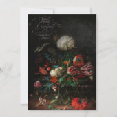 Antiek Floral still Life & French Script Notitiekaartje (Voorkant)