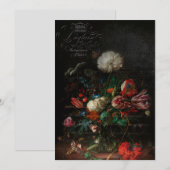 Antiek Floral still Life & French Script Notitiekaartje (Voorkant / Achterkant)