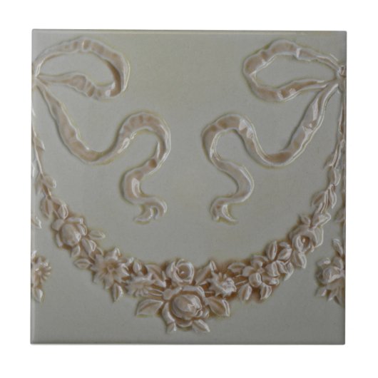Antiek Floral Swag Faux Dimensional Border Tile Tegeltje (Voorkant)