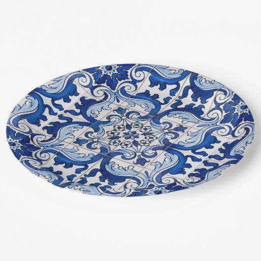 Antiek Floral Tegel Pattern Papieren Bordje (Gekanteld)