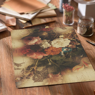  Antiek Floral Tissuepapier