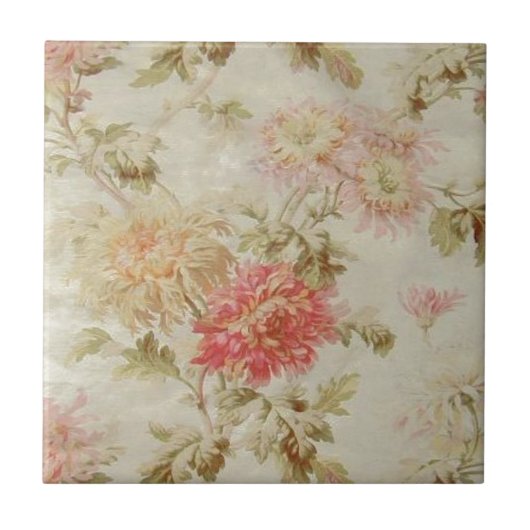 Antiek Floral Toile Tegeltje (Voorkant)