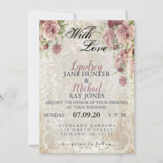 ANTIEK FLORAL WEDDING INVITE KAART