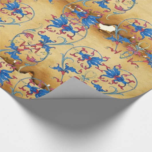 ANTIEK FLORENTIJNSE PERKAMENT, BLOEMENHART MOTIEVE CADEAUPAPIER (Hoek)