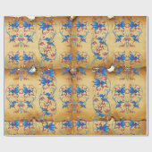 ANTIEK FLORENTIJNSE PERKAMENT, BLOEMENHART MOTIEVE CADEAUPAPIER (Vlak)