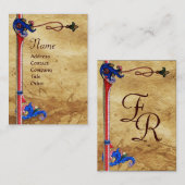 ANTIEK FLORENTINE BROWN PARCHMENT Monogram Visitekaartje (Voorkant / Achterkant)