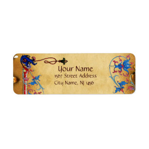 ANTIEK FLORENTINE FLORAL MOTIFS PARCHMENT ETIKET