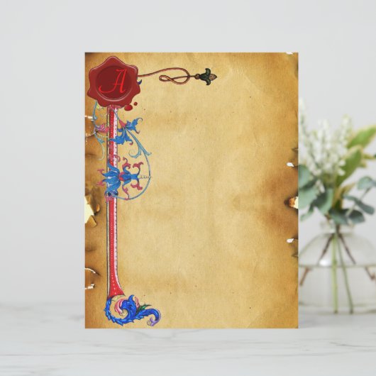 ANTIEK FLORENTINE FLORAL RED WAX SEAL MONOGRAM (Staand voorkant)