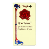 ANTIEK FLORENTINE FLORAL RED WAX SEAL MONOGRAM ETIKET (Voorkant)