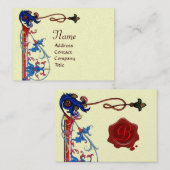 ANTIEK FLORENTINE FLORAL RED WAX SEAL MONOGRAM VISITEKAARTJE (Voorkant / Achterkant)