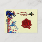 ANTIEK FLORENTINE FLORAL RED WAX SEAL MONOGRAM VISITEKAARTJE (Achterkant)
