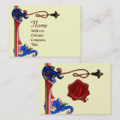 ANTIEK FLORENTINE FLORAL RED WAX SEAL MONOGRAM VISITEKAARTJE (Voorkant / Achterkant)