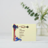 ANTIEK FLORENTINE FLORAL RED WAX SEAL MONOGRAM VISITEKAARTJE (Staand voorkant)