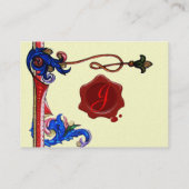 ANTIEK FLORENTINE FLORAL RED WAX SEAL MONOGRAM VISITEKAARTJE (Achterkant)