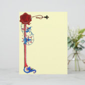 ANTIEK FLORENTINE FLORAL RED WAX SEAL SMONOGRAM (Staand voorkant)