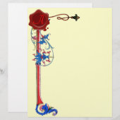 ANTIEK FLORENTINE FLORAL RED WAX SEAL SMONOGRAM (Voorkant / Achterkant)