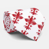 ANTIEK FLORENTINE LILY / RED FLEUR DE LISE, White Stropdas (Opgerold)