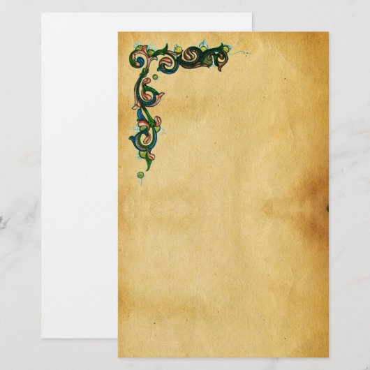 ANTIEK FLORENTINE-PARCHMENT BRIEFPAPIER (Voorkant / Achterkant)