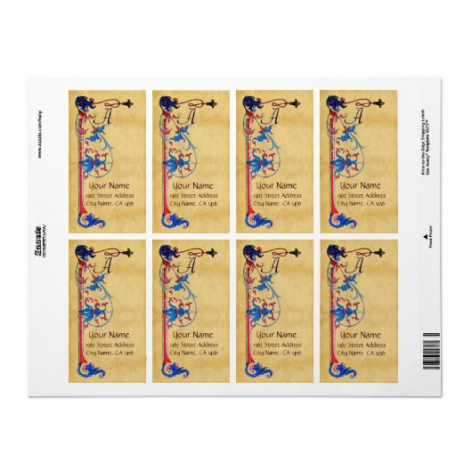 ANTIEK FLORENTINE PARCHMENT MONOGRAM ETIKET (Full Sheet)