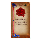 ANTIEK FLORENTINE PARCHMENT RED WAX SEAL MONOGRAM ETIKET (Voorkant)