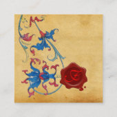 ANTIEK FLORENTINE PARCHMENT RED WAX SEAL MONOGRAM VIERKANTE VISITEKAARTJE (Achterkant)