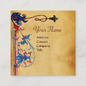 ANTIEK FLORENTINE PARCHMENT RED WAX SEAL MONOGRAM VIERKANTE VISITEKAARTJE (Voorkant)