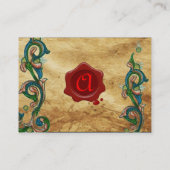 ANTIEK FLORENTINE PARCHMENT RED WAX SEAL MONOGRAM VISITEKAARTJE (Achterkant)