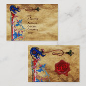 ANTIEK FLORENTINE PARCHMENT RED WAX SEAL MONOGRAM VISITEKAARTJE (Voorkant / Achterkant)